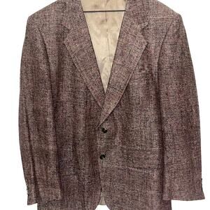 Vintage Mens Herringbone Blazer Size Large Tweed 2 Button Sport Coat 80s
